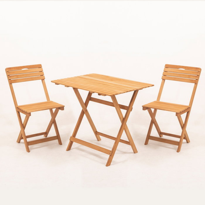 Hanah Home Conjunto de mesa y sillas de jardín My003A de 3 piezas en madera de haya